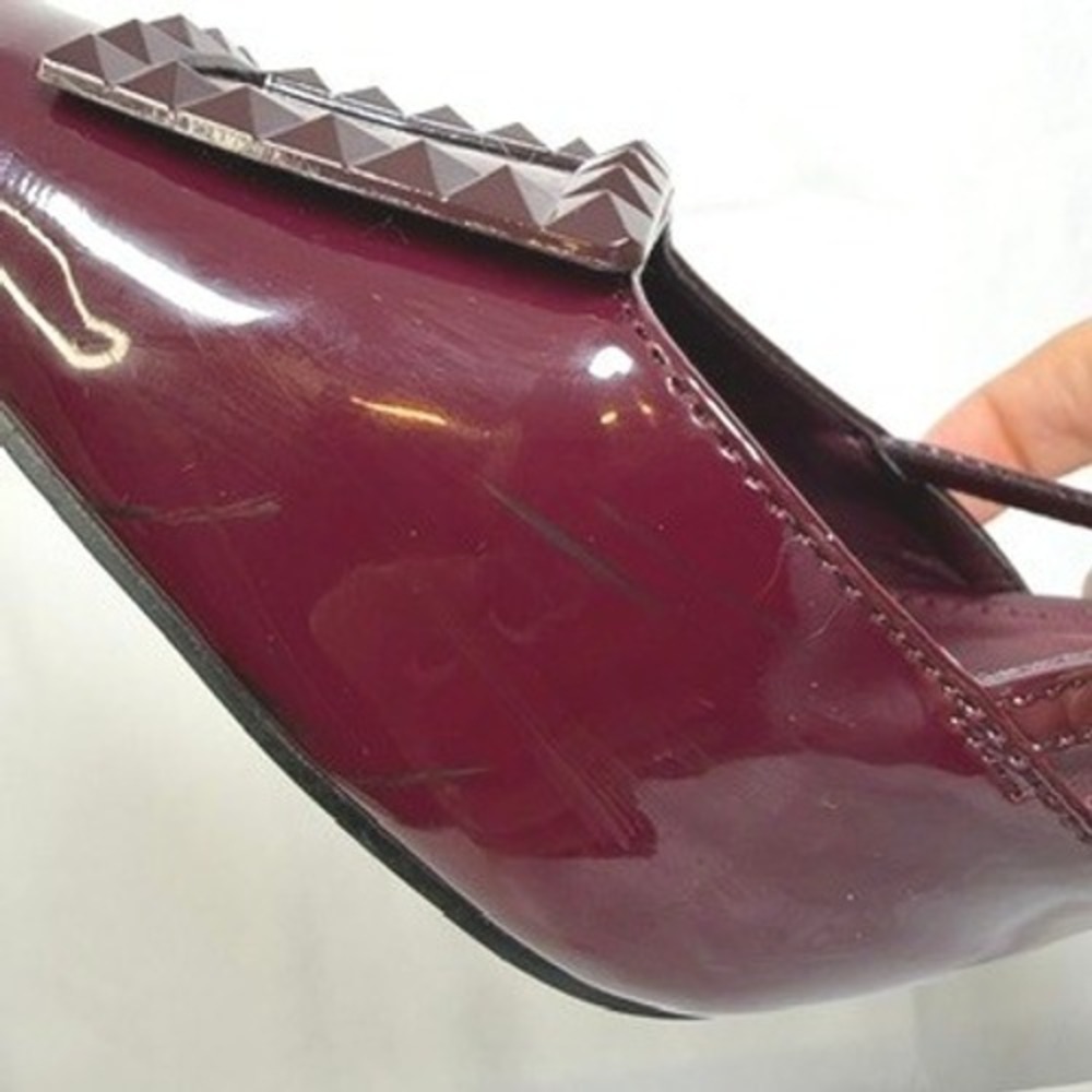 Fashion Nova Patent Slingback Pumps Studded Buckle Pointed Toe Burgundy Size 8.5 - Picture 12 of 13
